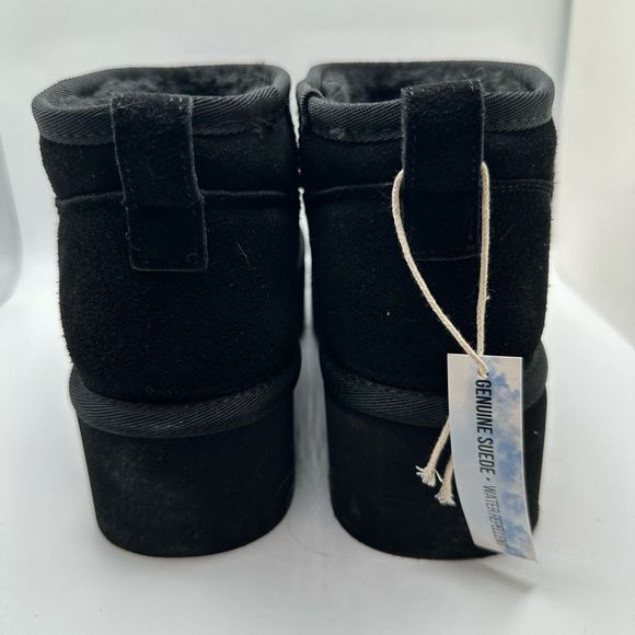 CUSHIONAIRE Women's Genuine Suede pull platform boot +Memory Foam 8 BLACK - Picture 4 of 7